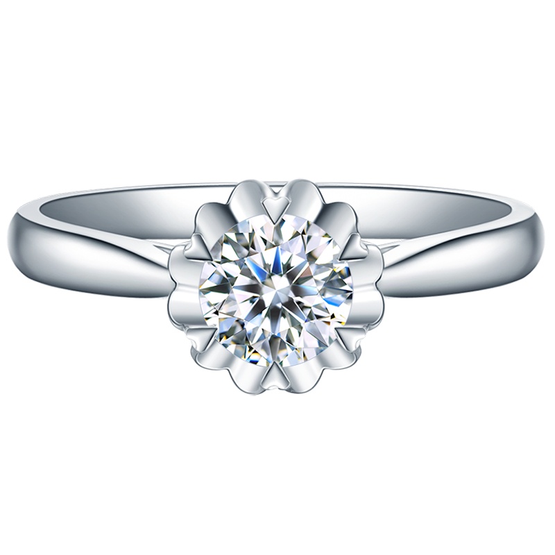 佐卡伊 捧花 白18K金钻戒女婚戒求婚结婚钻石戒指珠宝礼物定制