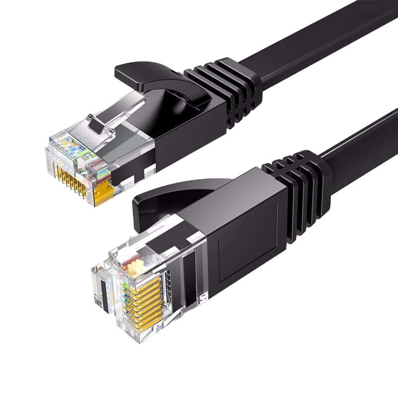 绿联 六类CAT6类网线 千兆网络高速连接线 电脑宽带家用非屏蔽扁平跳线 成品网线 黑色 3米 50175