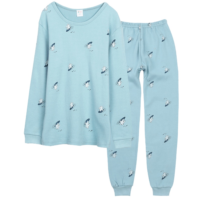 红豆儿童内衣套装男童中大童圆领纯棉男童睡衣两件套全棉保暖内衣秋衣秋裤套装