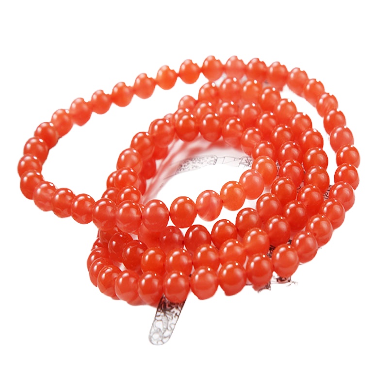 依帝魅手链保山南红手串手链108颗佛珠柿子红玛瑙天然正品男女配饰