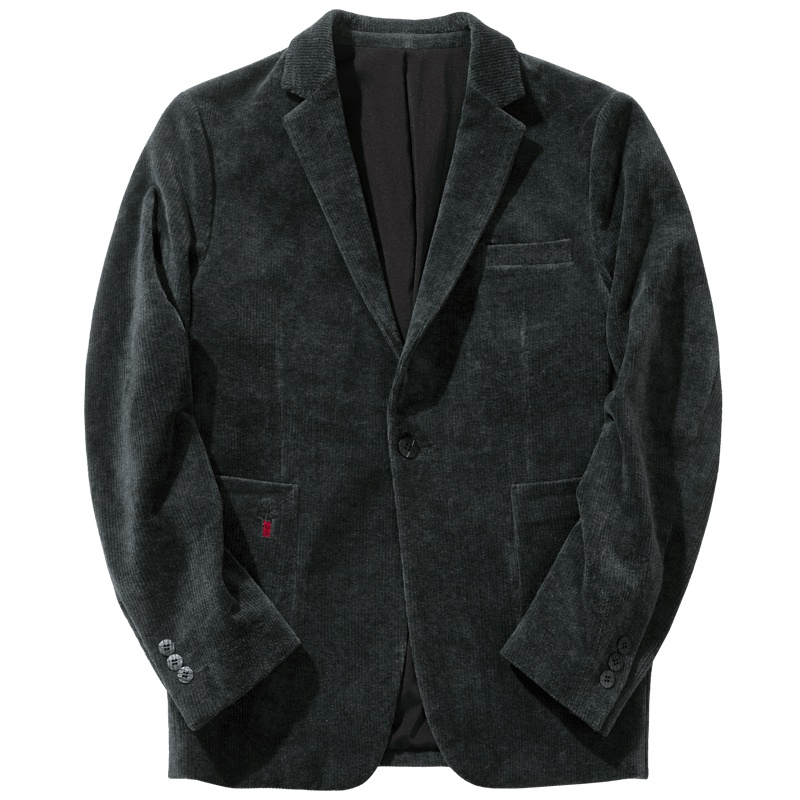 千纸鹤休闲西装外套2019新款商务复古灯芯绒西服外套上衣35168