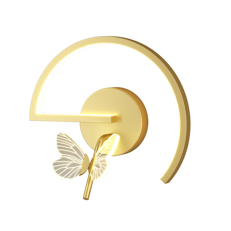 七只蚂蚁 轻奢蝴蝶壁灯卧室床头灯现代简约过道走廊客厅背景墙壁灯北欧轻奢创意壁灯蝴蝶壁灯金色灯具壁灯床头灯装饰灯ZY36