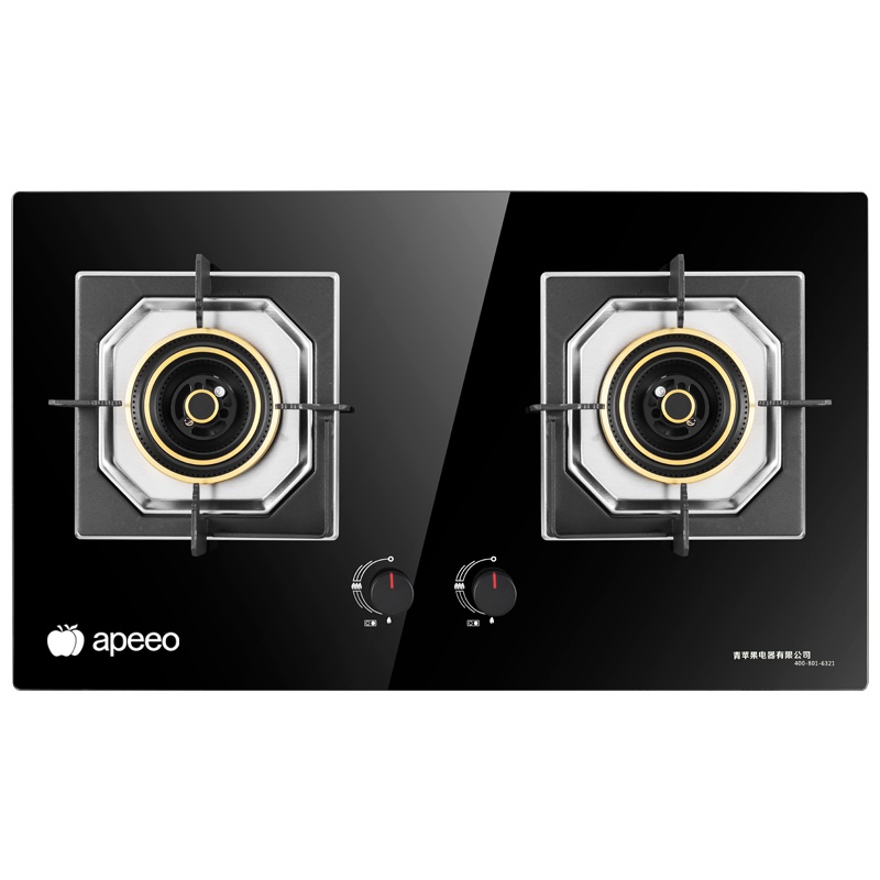 apeeo 燃气灶JZT-FY-AQBST6629T天然气嵌入式台嵌两用安全童锁熄火保护纯铜火盖钢化玻璃面板双灶煤气灶