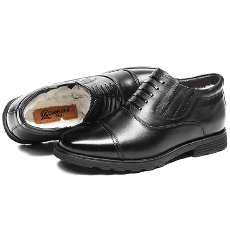 3515强人正品皮鞋男式商务正装皮鞋防寒保暖羊毛棉鞋军鞋雪地靴男