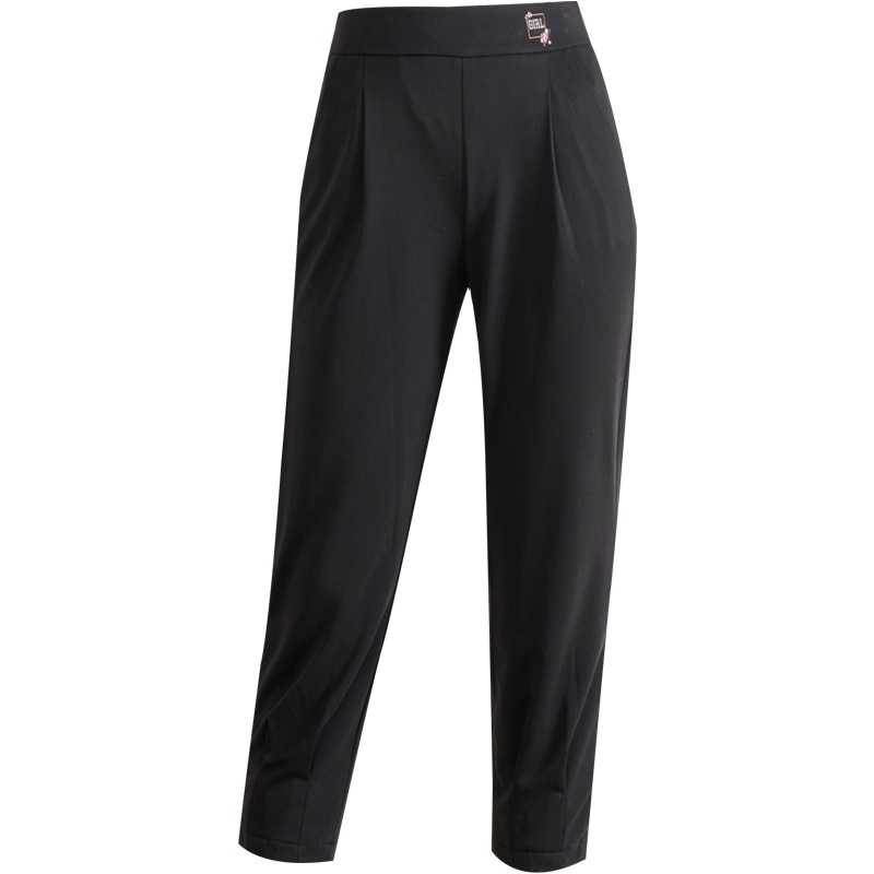 娅丽达女裤2019夏季黑色薄款宽松哈伦职业西装裤大码七分裤子女U2048A0