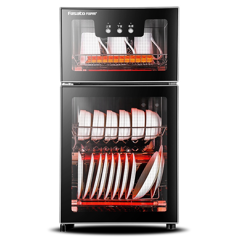 凡萨帝(fasato)88L商用消毒柜不锈钢款88L小容量304层架家用商用厨房酒店双室三层架 高温臭氧消毒 国标二星