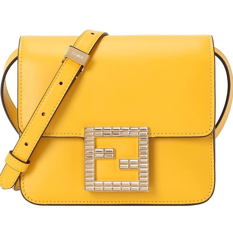 预订 FENDI 芬迪 FAB 口盖包 单肩包 斜挎包迷你 双F钻扣光面皮8BT325金扣
