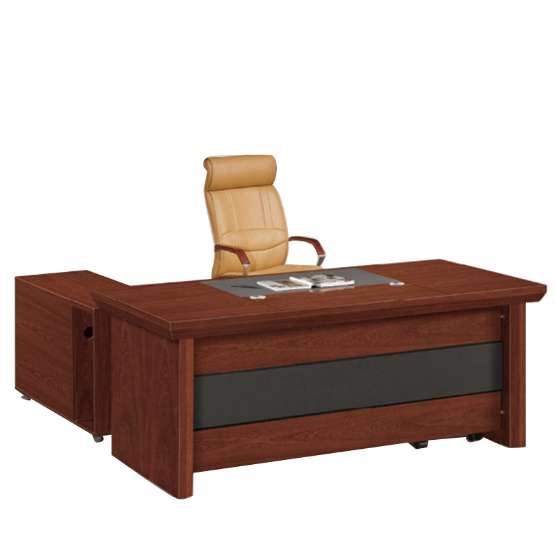 [藏书阁]老板桌办公桌椅组合 办公家具大班台现代中式实木皮 总裁桌经理桌