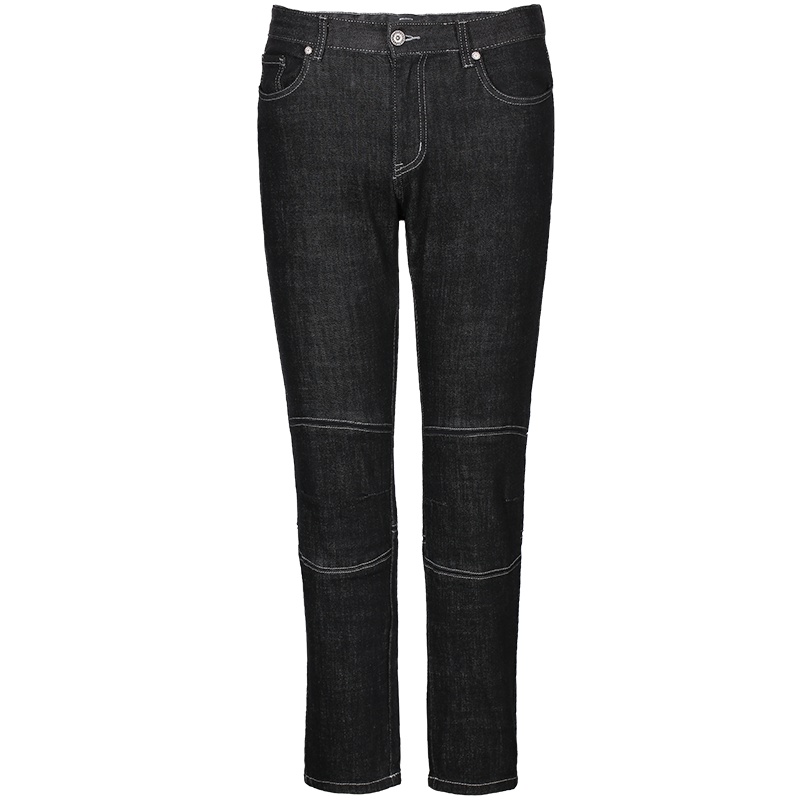 Brloote/巴鲁特 牛仔裤男秋冬款时尚拼接牛仔九分裤男士微弹直筒裤子 黑色