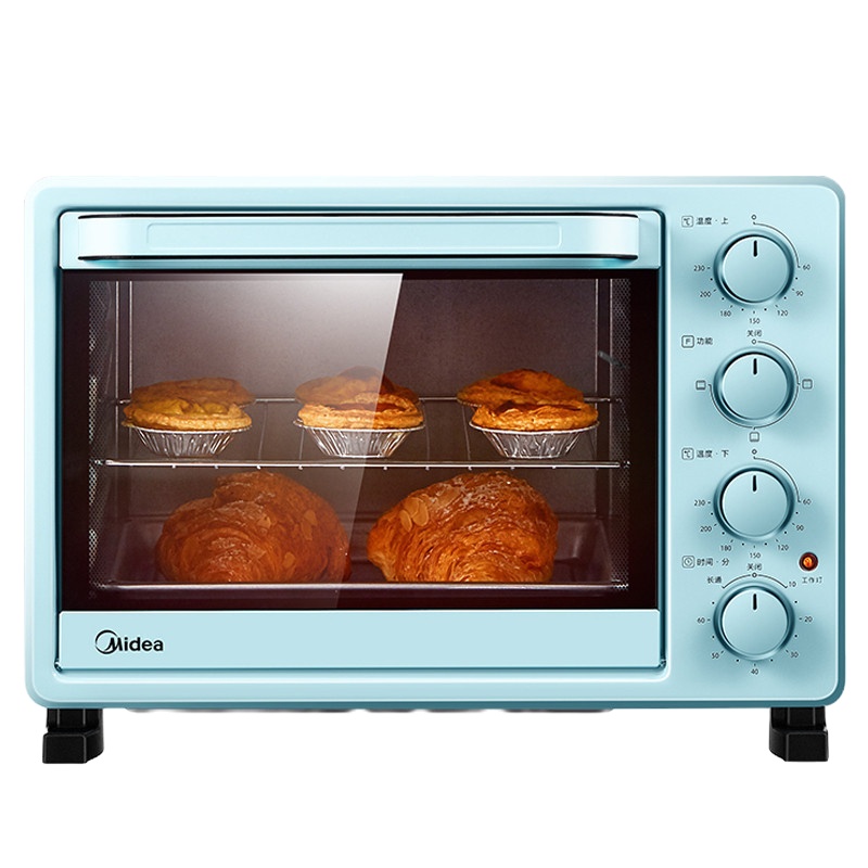 美的(Midea)电烤箱PT2531 家用多功能 25升 机械式操控 上下独立控温 专业烘焙易操作烘烤蛋糕面包[静谧蓝]