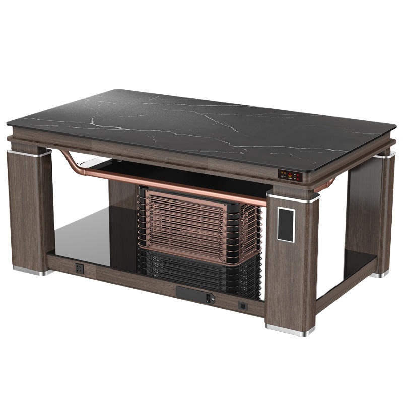 炉旺-尊享气电隐形电磁炉升降茶几1380(黑白大理石)