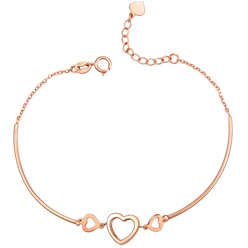 周大生18K金定价黄金手链 手链女士款心形玫瑰金首饰送恋人