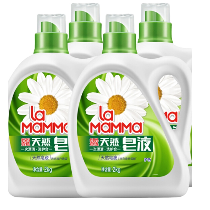 妈妈壹选洗护套装天然皂液洗衣液2KG*4瓶加内衣净皂液300g*2