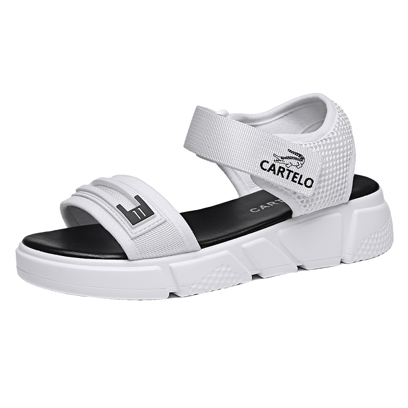 卡帝乐鳄鱼(CARTELO)19夏季款韩版百搭一字带扣仙女甜美百搭女鞋单鞋女士凉鞋