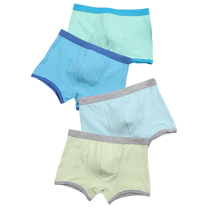 红豆(HODO)中大童儿童内裤2019年夏季男童A类宝宝学生其他内裤棉四季居家平角短裤4条装