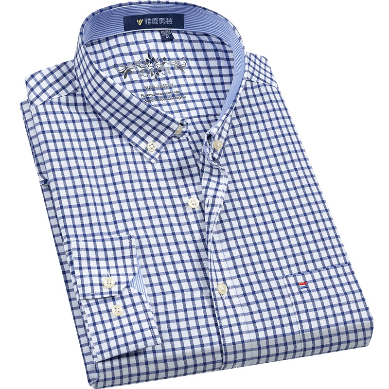 雅鹿男装2019秋新款男士舒适棉商务正装长袖衬衫A11140626