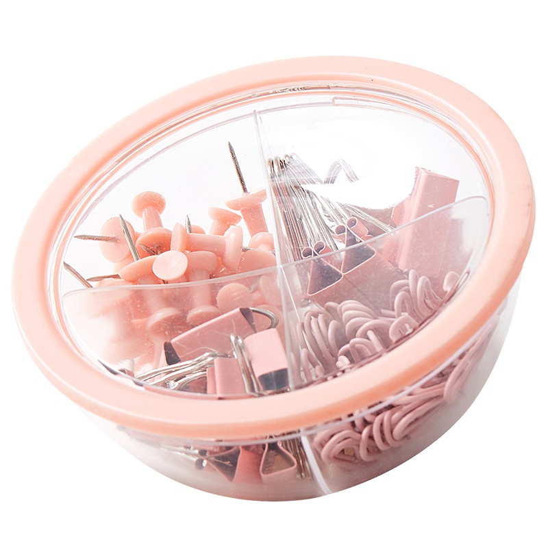 苏宁极物办公组合套装 三针一钉桌面文具套装 长尾票据夹/回形针/工字钉办公用品 收纳盒套装 灰色