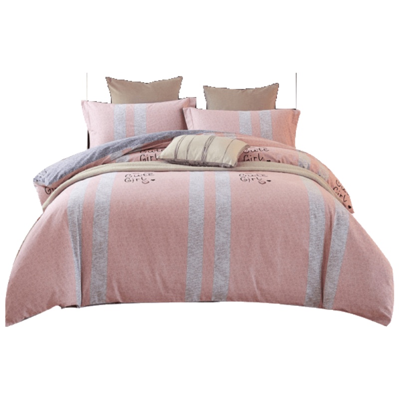 维科家纺全棉磨毛印花四件套简约条纹ins风格加厚床单1.5米