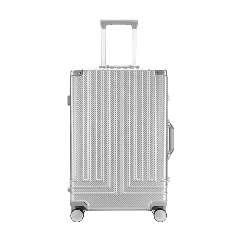 新款时尚铝框万向轮旅行箱国际通用海关锁行李箱防刮编织纹拉杆箱EH850924 24寸