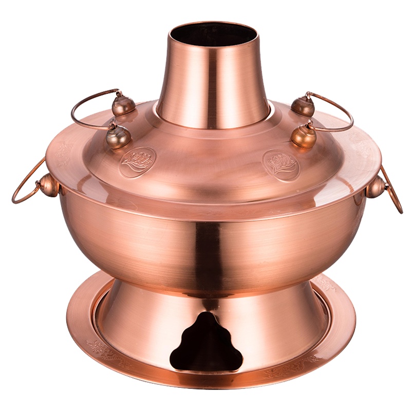烘焙精灵 老北京火锅炉仿铜火锅木炭紫铜锅家用涮羊肉鸳鸯火锅老式插电两用 24cm紫铜(无礼品)