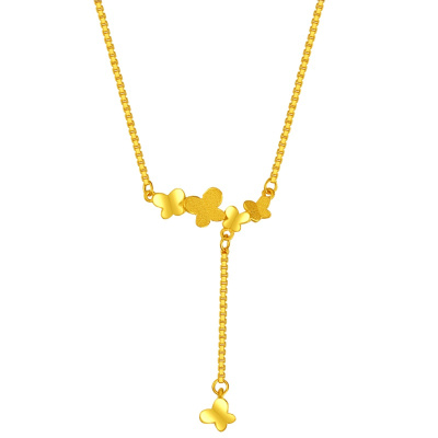 金一国囍足金黄金精品蝶舞翩翩新款黄金项链时尚套链送女士(计价)ABC037