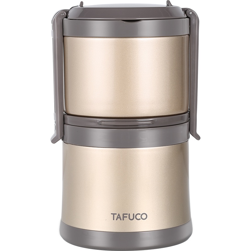 泰福高日本 不锈钢保温饭盒大容量饭菜分离保温桶 304不锈钢便携提锅 两层饭盒学生保温桶