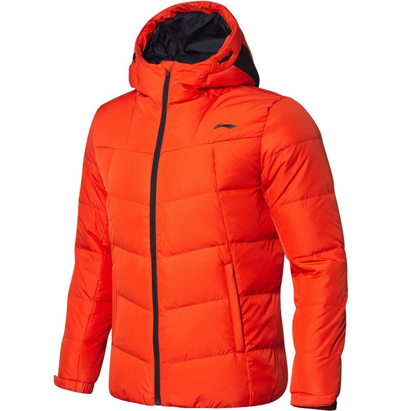 李宁训练系列男子保暖防风透湿白鸭绒短羽绒服