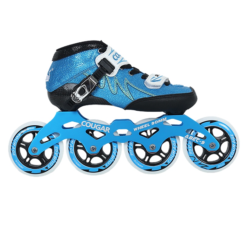 美洲狮SR3儿童专业速滑鞋 男童女童直排轮竞速鞋碳纤可热塑旱冰鞋