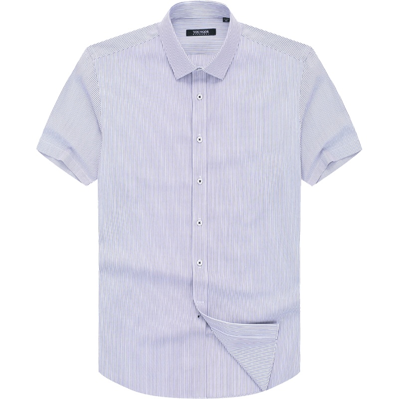 Youngor/雅戈尔男装商务正装纯棉面料 修身剪裁 DP免烫 蓝色条纹衬衫011FFY