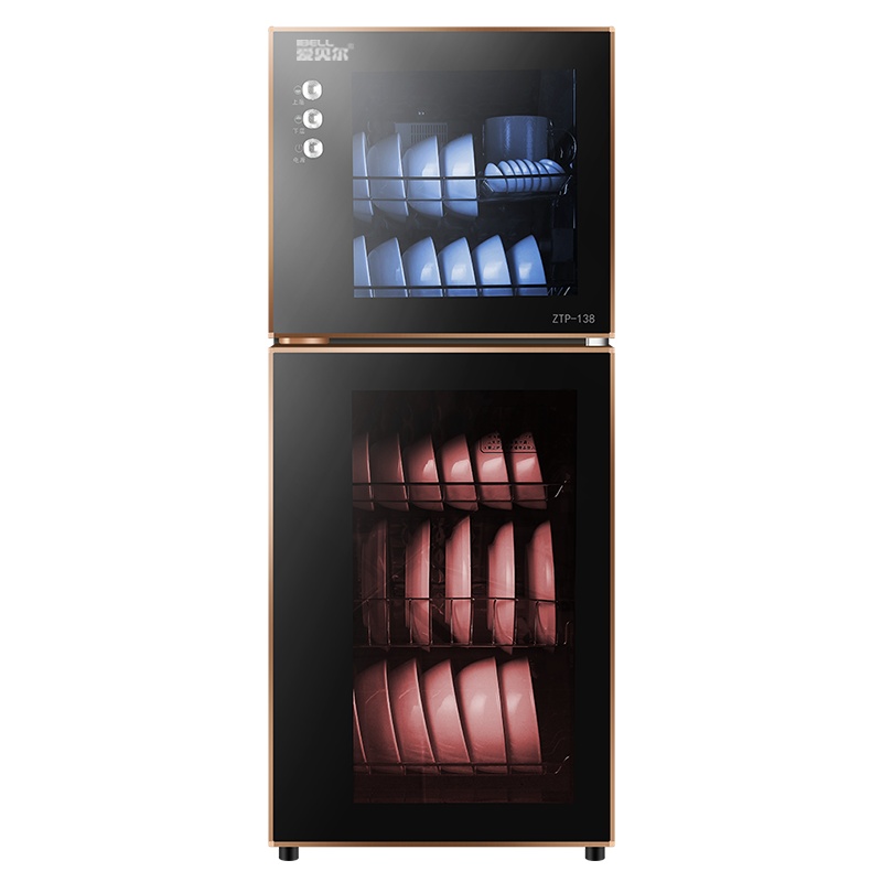 爱贝尔(IBELL)ZTP-138立式消毒柜家用 柜式商用餐具消毒碗柜台式不锈钢 138L款黑色双门