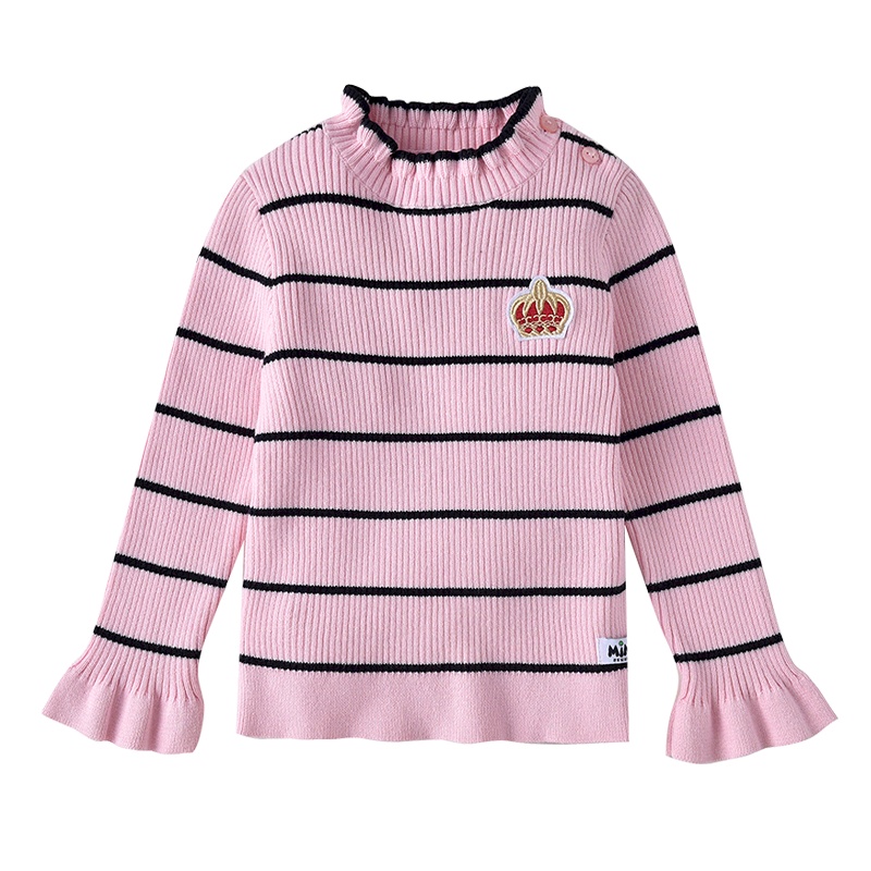 铅笔俱乐部童装2020秋冬新款女童条纹套头毛衫小童樽领针织衫上衣