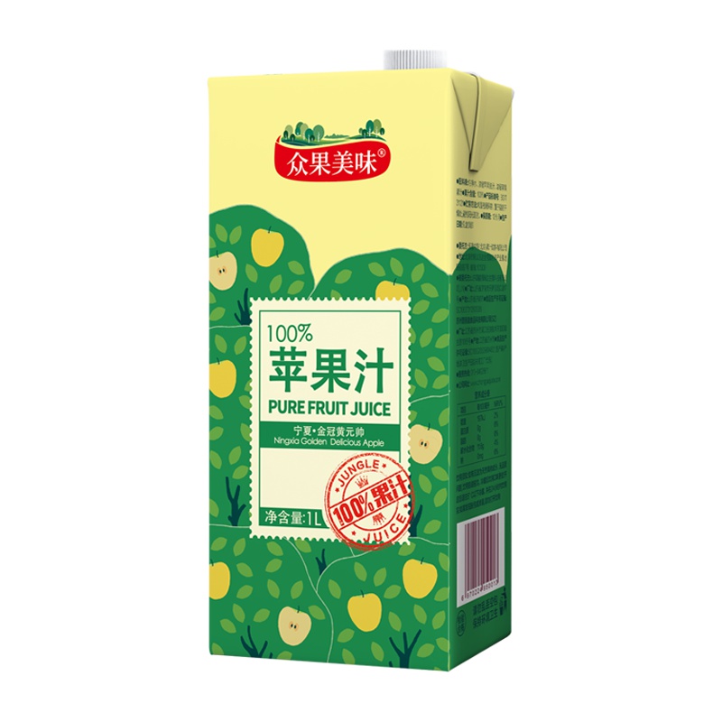 众果美味水果果汁 1L单盒尝鲜装苹果汁