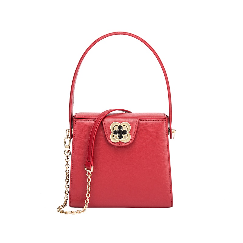 马克华菲头层牛皮女式斜挎包时尚宽肩带手提单肩包