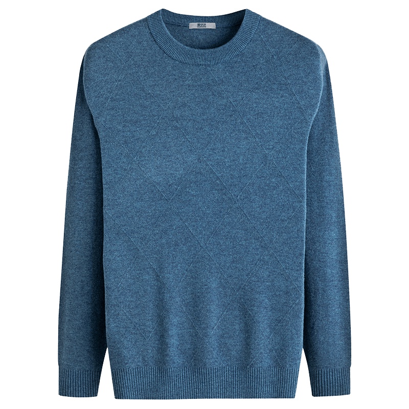 雪中飞秋冬新款男士羊毛衫纯色圆领套头打底上衣