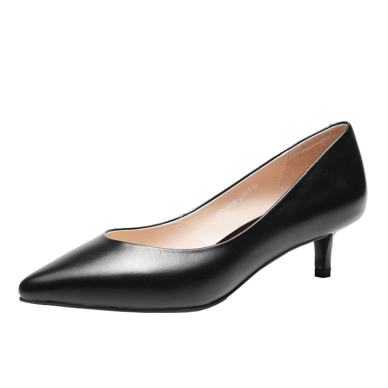 奥康女鞋性感细跟尖头面试中跟女单鞋空乘工作鞋浅口小皮鞋