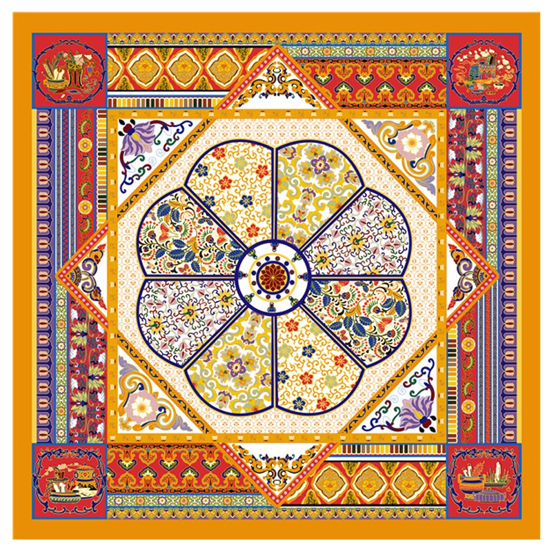 万事利春夏桑蚕丝古典中国风景泰年华真丝丝巾大方巾礼盒装B2B商品