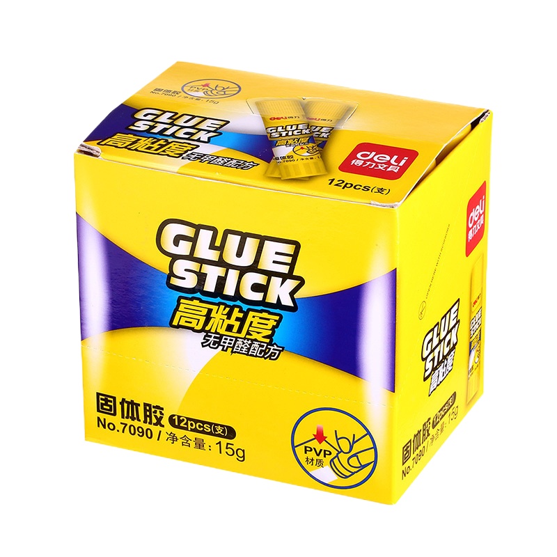 得力(deli)7090固体胶棒 15g粘合固体胶胶棒办公用品凭证粘贴 12支