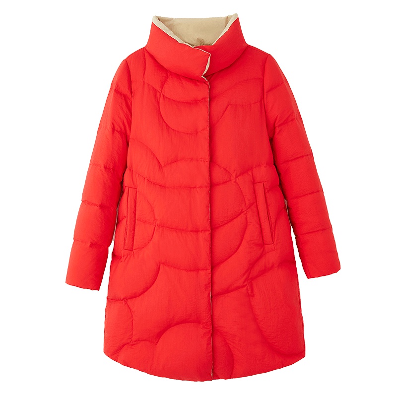 冰洁女款时尚羽绒服女中长款宽松个性鸭绒外套J80143010