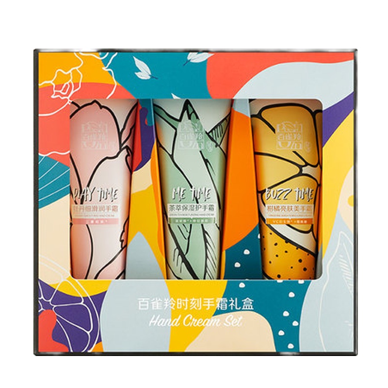 百雀羚时刻手霜礼盒(茶萃40g+柑橘40g+牡丹40g)