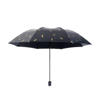 烫金羽毛小清新晴雨伞二用学生黑胶韩国创意折叠防晒遮阳太阳伞女 加粗款-烫金黑色羽毛伞