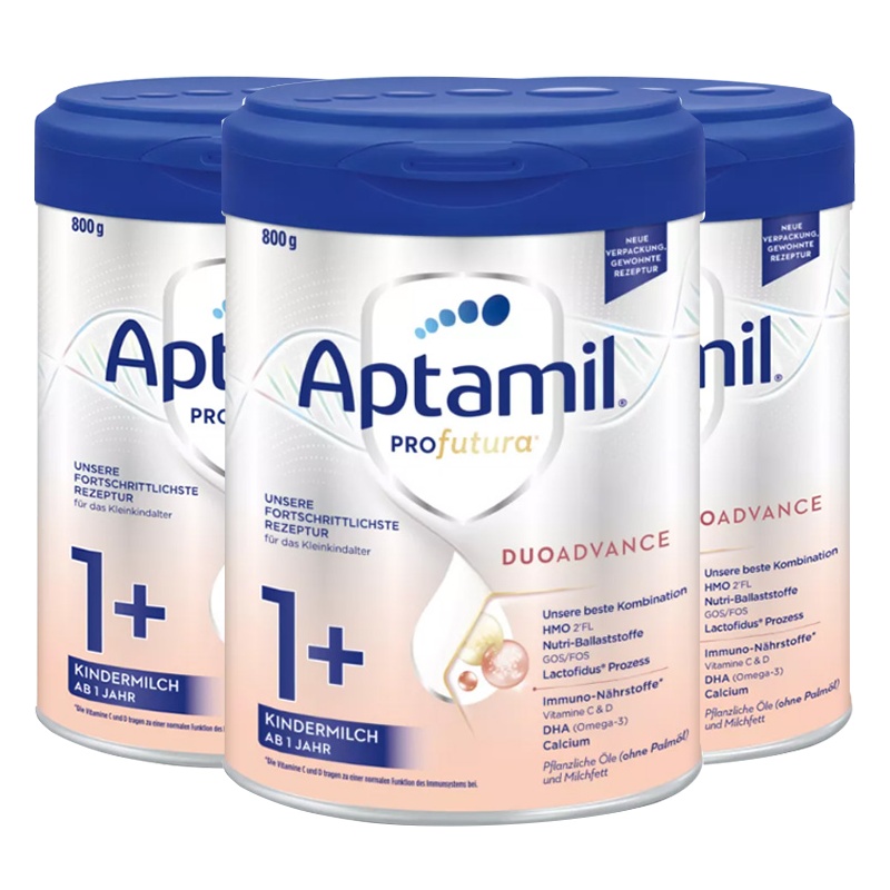 [3罐装 新效期26年8月后]德国白金版Aptamil爱他美 婴幼儿配方奶粉1+/4段 (1-2岁)800g/罐
