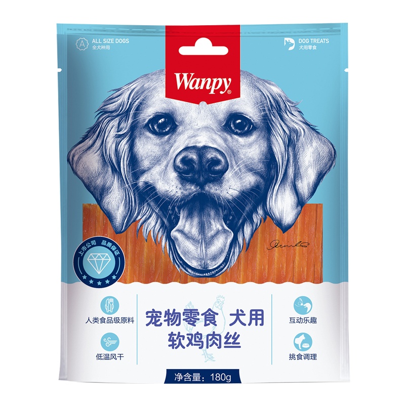 顽皮Wanpy宠物零食犬用软鸡肉丝180g