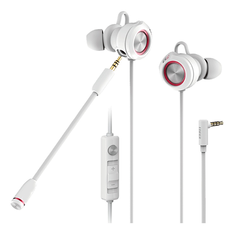 Edifier/漫步者 HECATE GM450 入耳式游戏耳机双动圈重低音炮环绕声手机电脑双麦克风手游吃鸡耳麦 白色