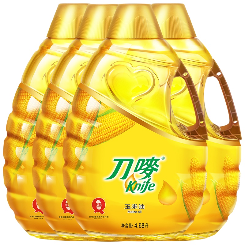 刀唛玉米油4.68L*4瓶食用油非转基因烘焙玉米胚芽植物油团购整箱