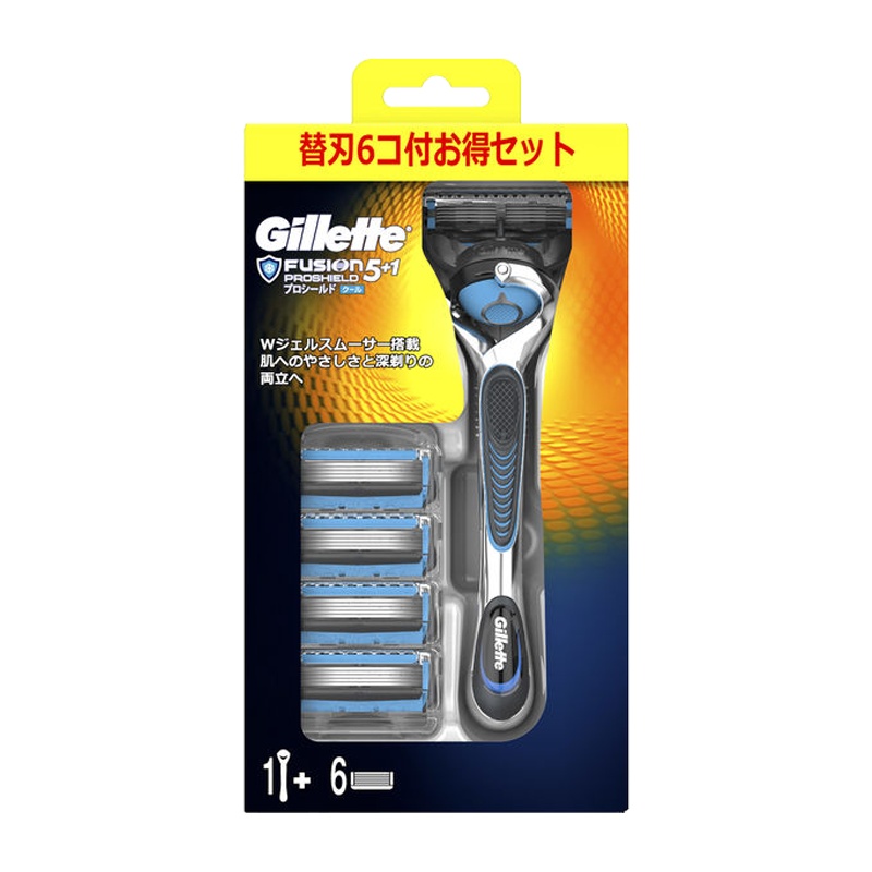 吉列(GILLETTE) 锋隐5致护冰酷 5+1层刀头 手动剃须刀刮胡刀 1个刀架+6个刀头 蓝色