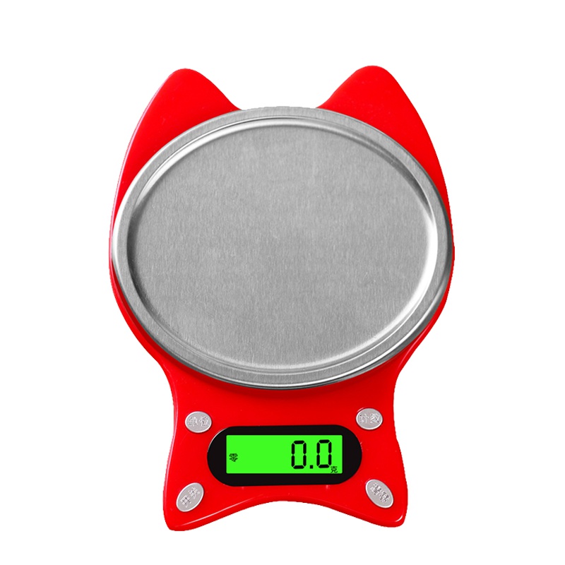 美之扣dzc2不锈钢电子称 绿色卡通款厨房秤烘焙计量家用食物克金属厨房电子秤精准1g 304不锈钢+ABS计量称重