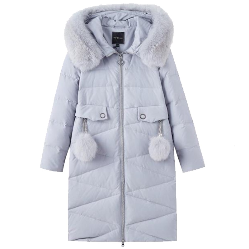 拉夏贝尔大毛领流行羽绒服2019冬季新款韩版加厚中长款过膝棉服外套女20012298