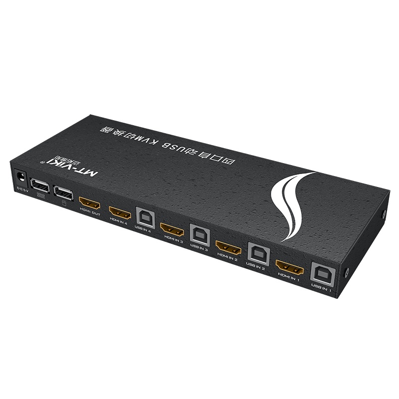 迈拓维矩MT-HK401 高清KVM切换器4进1出HDMI2.0版4USB2.0扩展 自动多电脑共享键鼠显示器