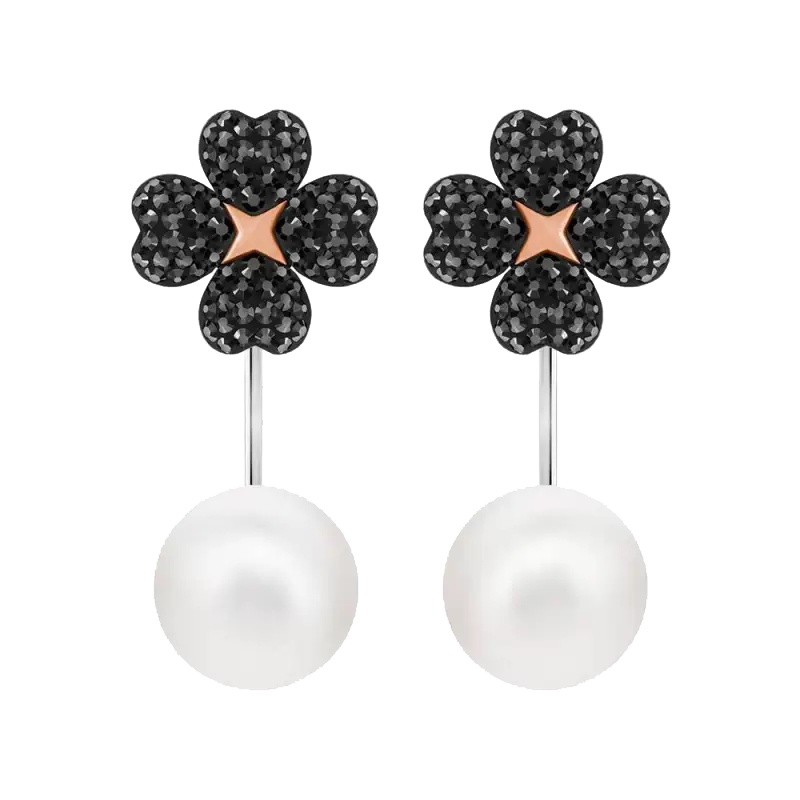 Swarovski/施华洛世奇正品耳环女黑水晶四叶草耳饰