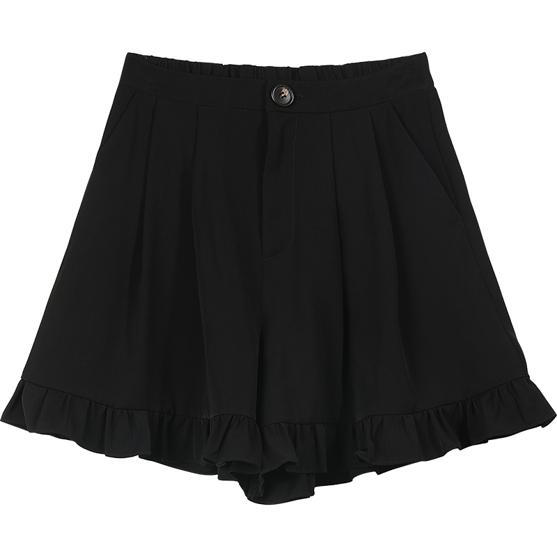 【新款】妖精的口袋荷叶边短裤女2020夏季宽松a字韩版显瘦裤子潮